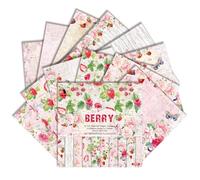 24 Sheets Fruit Scrapbook Paper Single-Sided Pattern Cardstock for Card Making Decorative Paper Folded Card Supplies Gift Wrapping Planners Journals DIY Crafts Photo Album (Berries)