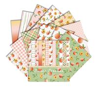 24 Sheets Fruit Scrapbook Paper Single-Sided Pattern Cardstock for Card Making Decorative Paper Folded Card Supplies Gift Wrapping Planners Journals DIY Crafts Photo Album (Peaches)