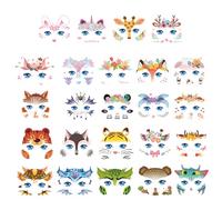 24 Sheets Glitter Tattoos for Kids, Temporary Face Gems Stickers, Glitter Tattoo Kit for Birthday Parties, Halloween Dress-Up, Classroom Rewards and Role Play Events