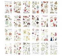 24 Sheets Glow in the Dark Christmas Tattoos, Glitter Temporary Tattoos Stickers Christmas Party Decorations Supplies for Kids Children Holiday Xmas Party Favors Eve Stocking Stuffer Gift