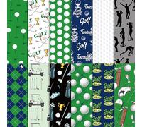 24 Sheets Golfing Pattern Scrapbooking Pad 12'' x 12'' Sports Golfing Golf Scrapbook Paper Green White Golf Ball Themed Double-Sided Scrapbook Paper for Background Card Making Origami DIY Craft
