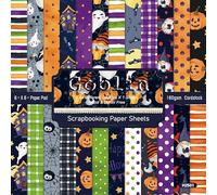 24 Sheets Halloween Pattern Paper 12 Designs Holiday Themed Card Stock Pad 6”X6”Festival Decorative Craft Paper Scrapbook Specialty Papers Scrapbooking Supplies Kit Pack for DIY Card Making Scrapbook