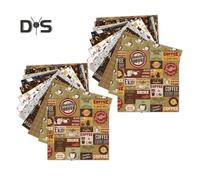 24 Sheets Handbook Decoration Retro Plaids Dots Coffee Elements Prints DIY Manuals Background Paper Jam Materials Paper