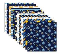24 Sheets Hanukkah Pattern Pad 11.8'' x 11.8'' Hanukkah Scrapbook Paper Pad Hanukkah Menorahs, the Star of David, Candles Patterned Double-Sided Cardstock Paper for DIY Card Making Origami