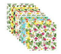 24 Sheets Hawaiian Wrapping Paper 30x30cm/11.81x11.81inches Tropical Flamingo Fruit Flower Pattern Gift Wrap Paper for Women Girl Birthday Summer Holiday Aloha Party DIY Scrapbooking