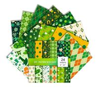 24 Sheets Heritage Green Craft Paper , 6" x 6" Shamrock Accents Single-Sided Patterned Scrapbooking for Scrapbooking for Journaling, Wedding Place Cards, Present Decor (A)