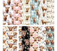 24 Sheets Highland Cow Scrapbook Paper 12x12in Cartoon Animals Decorative Paper 12 Style Pattern Scrapbook Cardstock Pads DIY Craft Papers for Scrapbooking Card Making Decoupage Gift Wrapping (Bronze)