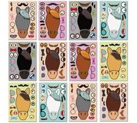 24 Sheets Horse Stickers Make a Face Stickers for Kids Horse Sticker Sheet for Boys Girls Children Farm Zoo Barnyard Themed Birthday Party Favors School Classroom Activity Game Rewards