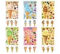 24 Sheets Ice Cream Stickers, Make-a-face Stickers for Kids Toddlers, Make Your Own Mix and Match Stickers, DIY Summer Ice Cream Stickers for Birthday Party Games Teacher Reaward