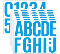 24 Sheets Letter Stickers Bulletin Board Letters Large 4 Inch Vinyl Alphabet Stickers Big ABC Numbers Peel and Stick for Poster Board Classroom Mailbox Crafts Window Door Decoration (Blue)