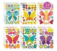 24 Sheets Make a Face Butterfly Stickers Make Your Own Stickers Games Party Favors for Festival Gifts Rewards Arts Crafts School Projects Butterfly Birthday Party Supplies