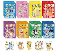 24 Sheets Make a Face Sticker, Bluey Stickers for Kids Crafts Make Your Own Stickers, Mix and Match with Bluey for Kids Party Favor Supplies Craft