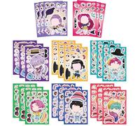 24 Sheets Make a Face Stickers, Dress Me Up Stickers for Girls Kids, Korean Pop Music Make Your Own Mix and Match Sticker Sheets Art Craft Kit Toys Decals