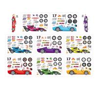 24 Sheets Make Your Own Race Car Sticker for Kids, Make a Face Race Car Sticker, Make Your Own Stickers for Toddlers Birthday Party Favors Supplies Craft