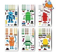 24 Sheets Make Your Own Robot Stickers - Make A Face for Kids Toddlers With Robots DIY Craft - Kids Party Favor Supplies Crafts