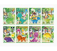 24 Sheets Make Your Own Stickers, Make a Face DIY Stickers for Kids, Fun Craft Activities, Perfect for Birthday Party Supplies, Gifts and Rewards (Dinosaur)