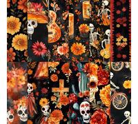 24 Sheets Mexico Día de Muertos Scrapbook Paper, Dark Skeleton Marigolds Papel Picado Decorative Craft Paper Folded Flat for Day of Dead Card Making Halloween Photo Album Decor, 12'' x 12''