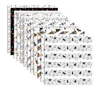 24 Sheets Music Notes Pattern Paper 12 x 12 Inch Music Notes Scrapbook Paper Pad Double Sided Music Piano Patterned Decorative Craft Paper Musical Notes Handkerchief Scrapbooking Supplies Papers