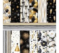 24 Sheets New Year Scrapbook Paper, 12 x 12 Double Sided Holiday Paper Pack