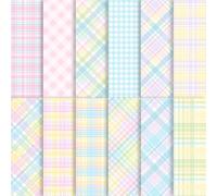 24 Sheets Pastel Plaid Scrapbook Paper, Pink Spring Gingham Plaid Patterns Decorative Craft Paper Folded Flat for Spring Birthday Card Making Baby Showers Photo Album Decor, 12'' x 12''