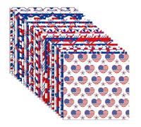 24 Sheets Patriotic American Flag Pattern Pad 12'' x 12'' American National Day Scrapbook Paper
