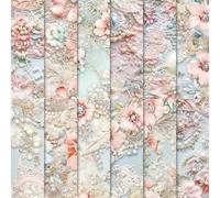 24 Sheets Pearl Print Scrapbook Paper, 6x6 Assorted Floral Patterns Art Craft Paper for Birthday Wedding Baby Shower Party Supplies