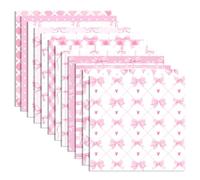 24 Sheets Pink Bow Scrapbook Paper Pad 12" x 12" Pink Bow Pattern Paper Double-Sided Bow Theme Patterned Decorative Craft Papers Folded Flat for DIY Background Card Making Scrapbooking