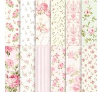 24 Sheets Pink Floral Scrapbook Paper, Pink Rose Patterns Decorative Craft Paper Folded Flat for Birthday Wedding Baby Shower Card Making Photo Album Decor, 12'' x 12''