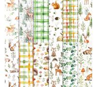 24 Sheets Plum Deer Patterned Scrapbook Paper, Cartoon Critters Double Sided Decorative Paper for Handbook Magazine Album Making Crafts
