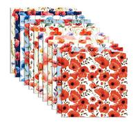 24 Sheets Poppy Floral Pattern Paper Poppy Flowers Scrapbook Paper - 11.8" x 11.8" Poppies Floral Patterned Double-Sided Decorative Craft Papers for Holiday Cardmaking DIY Origami Papers