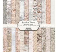 24 Sheets Retro Double Sided Scrapbook Paper, 6x6 Inch Brick Wall Textured Patterned Decorative Materials for Origami Cardstock Collage Junk Journal DIY Craft Wrapping Folded Photo Album