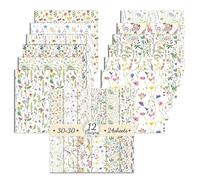 24 Sheets Scrapbook Paper, 11.8 x 11.8 inch, Flower Scrapbooking Supplies, 12 Designs Double-Sided Decorative Craft Papers for DIY Photo, Album and Scrapbook Decoration (White, 30x30cm)