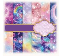 24 Sheets Scrapbook Paper 12x12 in, Gradient Shimmer Starry Sky Double Sided Paper Scrapbook Decorative for Making Background Origami Decopage Scrapbooking Supplies for Journal, Cutting Craft