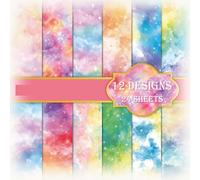 24 Sheets Scrapbook Paper 12x12 in, Gradient Shimmer Starry Sky Double Sided Paper Scrapbook Decorative for Making Background Origami Decopage Scrapbooking Supplies for Journal, Cutting Craft