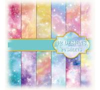 24 Sheets Scrapbook Paper 12x12 in, Gradient Shimmer Starry Sky Double Sided Paper Scrapbook Decorative for Making Background Origami Decopage Scrapbooking Supplies for Journal, Cutting Craft