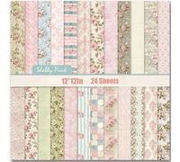 24 Sheets Scrapbook Paper,12x12 Inch Scrapbooking Papers Boho Pattern Paper Set,Double-Sided Craft Decoupage Papers for DIY Card Making,Crafts,Art Journaling,Gift Decoration,Photo Album(Pink)