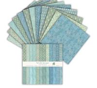 24 Sheets Scrapbook Paper, 6 Inch Double-Sided Elegant Patterned Paper, 24 Designs, Scrapbooking Supplies for DIY Photo, Album and Scrapbook Decoration (Gold and Blue, 15.2x15.2cm)