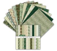 24 Sheets Scrapbook Paper, 6 Inch Double-Sided Elegant Patterned Paper, 24 Designs, Scrapbooking Supplies for DIY Photo, Album and Scrapbook Decoration (Green, 15.2x15.2cm)