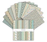 24 Sheets Scrapbook Paper, 6 Inch Double-Sided Elegant Patterned Paper, 24 Designs, Scrapbooking Supplies for DIY Photo, Album and Scrapbook Decoration (Pink and Green, 15.2x15.2cm)