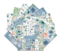 24 Sheets Scrapbook Paper , Double-Sided 11.8x11.8 Inch Patterned Paper Pack with Vintage Botanical Designs , Decorative Papers for DIY Albums & Journaling. (Blue, 12x12)