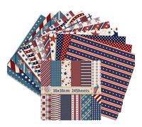 24 Sheets Scrapbook Paper Pack, 12 Designs 11.8x11.8 Inch Vintage Stars & Stripes, Patriotic Patterns, Double-Sided Decoupage Paper for DIY Crafts, Card Making, Art Journaling (B)