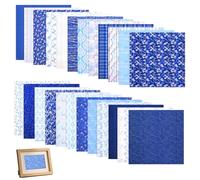 24 Sheets Scrapbook Paper Pad 12x12 Inch Double-Sided Soft Color Patterned Cardstock Decorative Craft Paper for DIY Scrapbooking, Junk Journal, Card Making, Decoupage and Photo Album Decor(Blue)