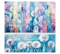 24 Sheets Scrapbook Paper Pad Cardstock, 6 x 6 Inch Colorful Dandelion Patterned Designed Decorative Decoupage for Card Making Folded Material Gift Wrapping Journals DIY Crafts Photo Album