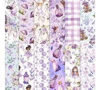24 Sheets Scrapbook Paper Purple Fairy Elves Pattern, 12 Types Double-Sided Decorative Paper Butterfly Origami Paper Scrapbook Accessories Craft Girls Craft Paper Journal Motif Paper DIY Photo Album