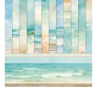 24 Sheets Scrapbooking Background Paper 6" x 6" Waves Scrapbook Pad Blue Ocean Beach Scrapbooking Decoupage Pad Set Album Scrapbook Decorative Paper for DIY Craft Card Making Gift Wrapping (Blue)
