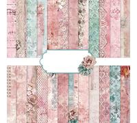 24 Sheets Scrapbooking Card Stock Pad, 12 Inch Double-Sided Pattern Paper, 24 Designs Decorative Paper for DIY Photo Album and Gift Decoration (Pink, 12 Inch)