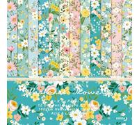 24 Sheets Scrapbooking Cardstock Paper Pads,12 Designs Flowers Pattern Decorative Papers,Card Stock Pad for Scrapbook Supplies,Floral Scrapbook Craft Paper for Card Making,DIY Decor (E Style)