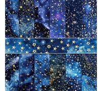 24 Sheets Space Galaxy Sky Scrapbook Paper 12'' x 12'' Mixture Colored Starry Night Pattern Pad Galaxy Starry Sky Specialty Patterned Double-Sided Cardstock Paper Pack for DIY Card Making Origami