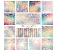 24 Sheets Sparkling Stars Mix 6x6 inches Scrapbooking Cardstock Paper Pads, Super Dreamy Stars Pattern Decorations, DIY Card Making, Photo Album, Xmas Wrapping Paper (Sparkling Stars, 6 inch)