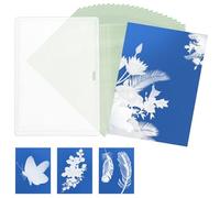 24 Sheets Sun Print Paper Kit, 5.83x4.13in Cyanotype Paper with Transparent Folder High Sensitive Nature Solar Print Paper for Kids Adults Art Crafts DIY Project